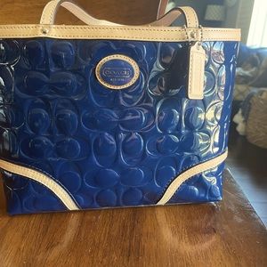 Coach Navy Patent Leather Mini Tote